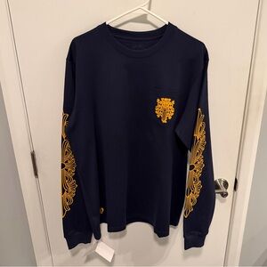 CHROME HEARTS LONG SLEEVE TEE - NAVY AND GOLD V89 DAGGER SIZE XL
